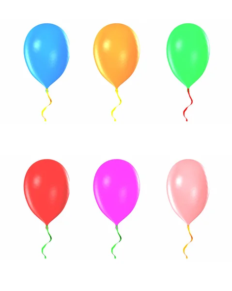 Ballons multicolores isolés sur blanc — Photo