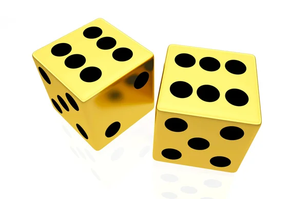 Beyaz arka plan üzerinde izole altın zar