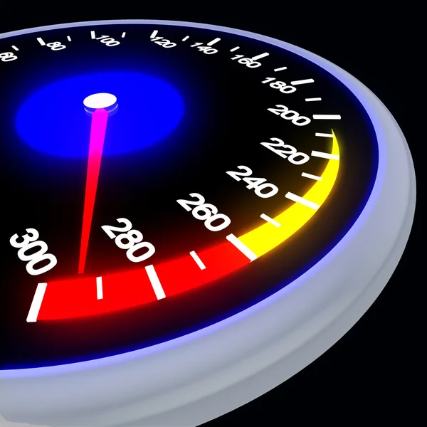 Speedometer isolated on black — Stock Photo, Image