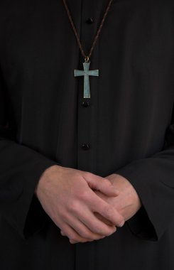 Priest, crucifix and hands clipart