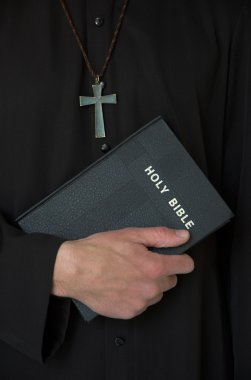 Priest, cross and bible clipart