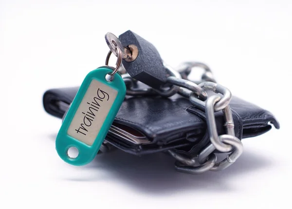 Unlock open wallet purse lock — Stock Photo, Image