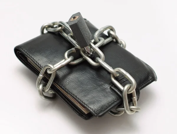 Unlock open wallet purse lock — Stock Photo, Image