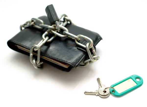 Unlock open wallet purse lock — Stock Photo, Image