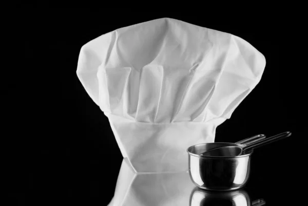 Cappello da chef bianco con misurino — Foto Stock