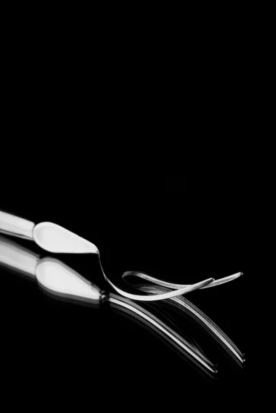 Fork no espelho com reflexão — Fotografia de Stock