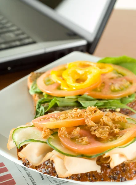 Office salad sandwich for lunch — Stock Photo, Image