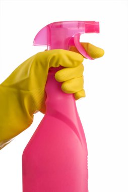 Cleaning bottle and hand clipart
