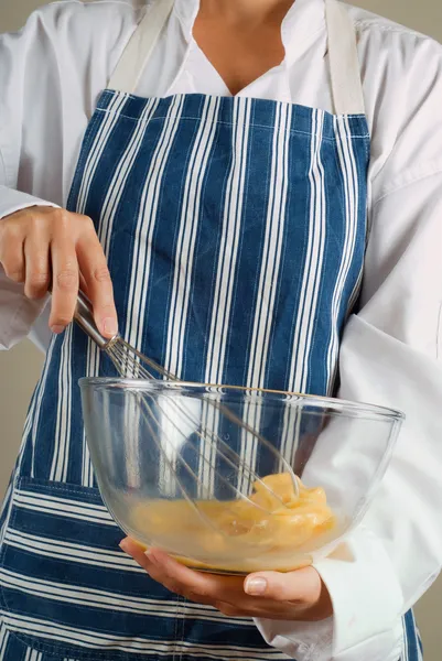 Cooking making pancake mixture — Stock Photo, Image