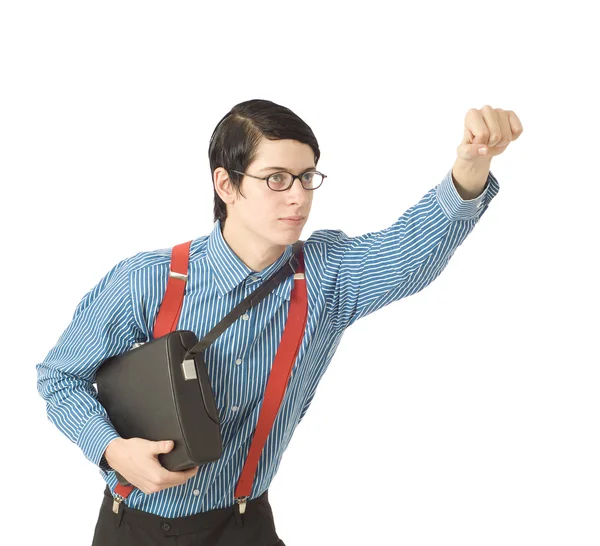 Nerd businessman superhero — Stock Photo, Image