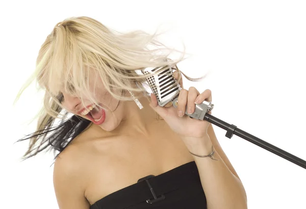 Rocking singer and microphone — Stock Photo, Image