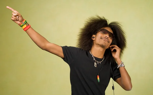 African American Male Dancing While Listenig to Music — Stock Photo, Image