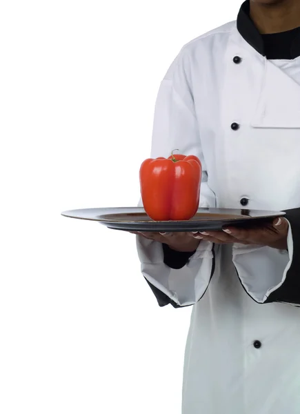 Chef and peppers — Stock Photo, Image