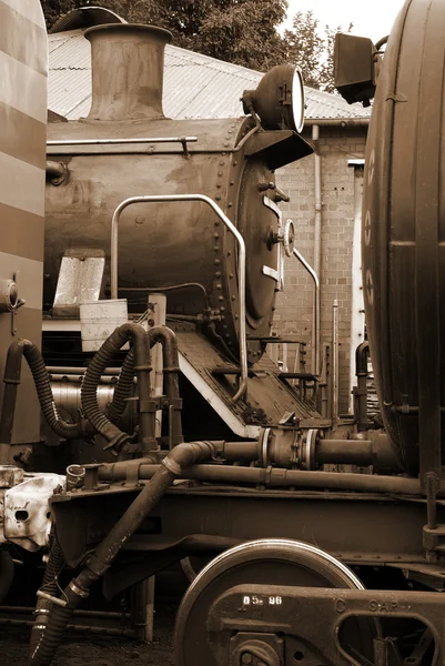 Locomotora de vapor en sepia — Foto de Stock