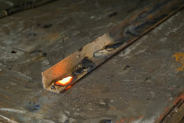 Red hot welding metalwork — Stock Photo, Image