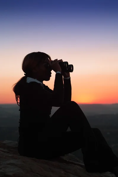 Silhouette de femme d'affaires — Photo