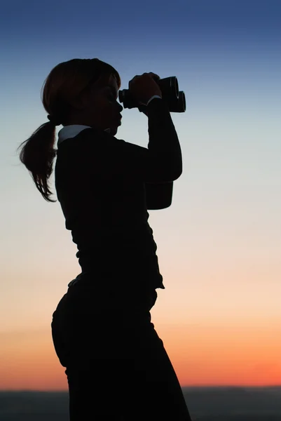 Iş kadın silüeti — Stok fotoğraf