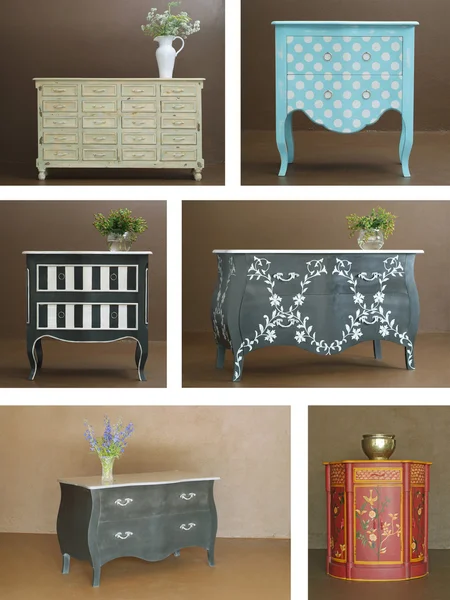 Collage combinaion various interior furniture — Stock Photo, Image