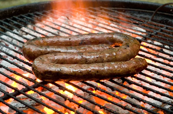 Tradtional South African braai barbecue borewors sausage on fire Royalty Free Stock Images