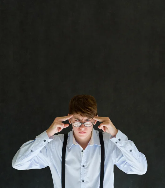 Man think or thinking hard with glasses — Stock Photo, Image