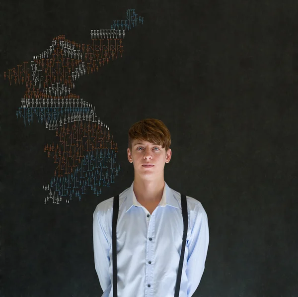 Man with missile war map thinking about North or South Korea conflict — Stock Photo, Image