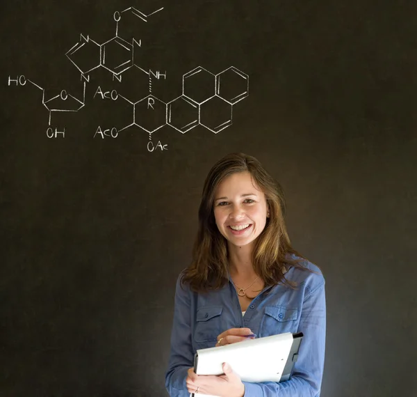 Imparare scienze o chimica insegnante con sfondo gesso — Foto Stock