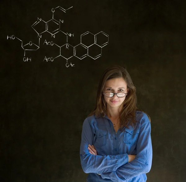 Learn science or chemistry teacher with chalk background — Stock Photo, Image