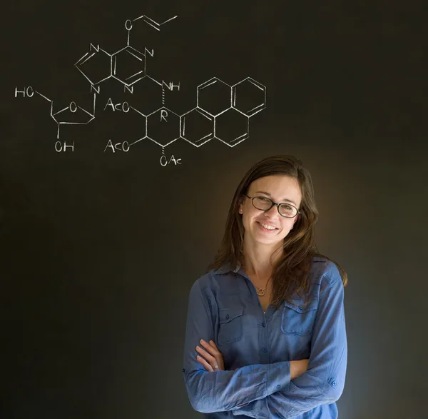 Learn science or chemistry teacher with chalk background — Stock Photo, Image