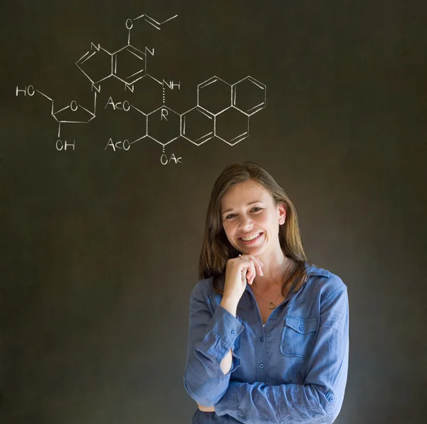 Learn science or chemistry teacher with chalk background — Stock Photo, Image