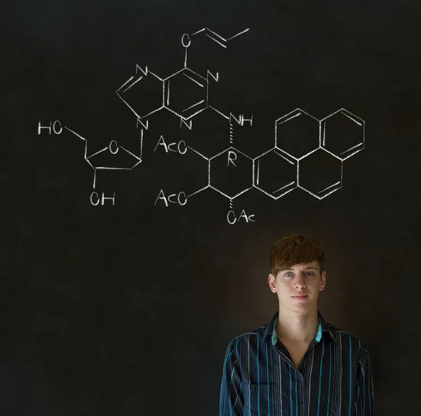 Learn science or chemistry teacher with chalk background — Stock Photo, Image