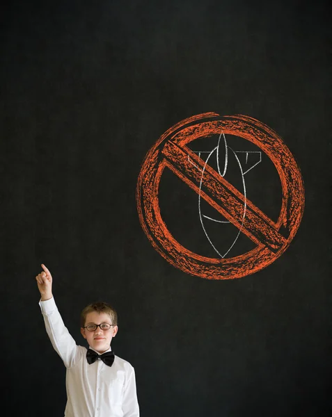 Hand up answer boy business man with no bombs war pacifist sign — Stock Photo, Image