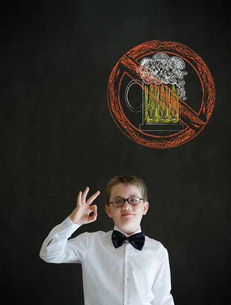 All ok boy business man with no beer alcohol sign symbol — Stock Photo, Image