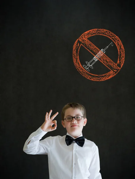 All ok boy business man with no drugs needle sign — Stock Photo, Image