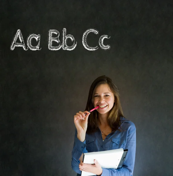 Aprender alfabeto escribir escritura profesor — Foto de Stock