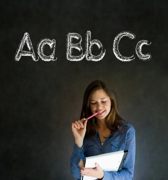 Leren alfabet schrijven schrijven leraar — Stockfoto