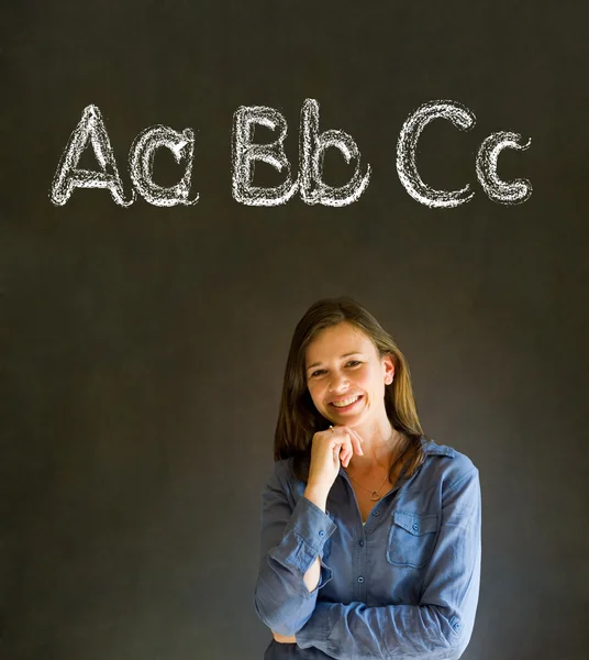 Nauka alfabetu pisać pismo nauczyciela — Zdjęcie stockowe