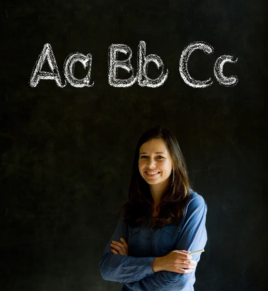 Learn alphabet write writing teacher — Stock Photo, Image