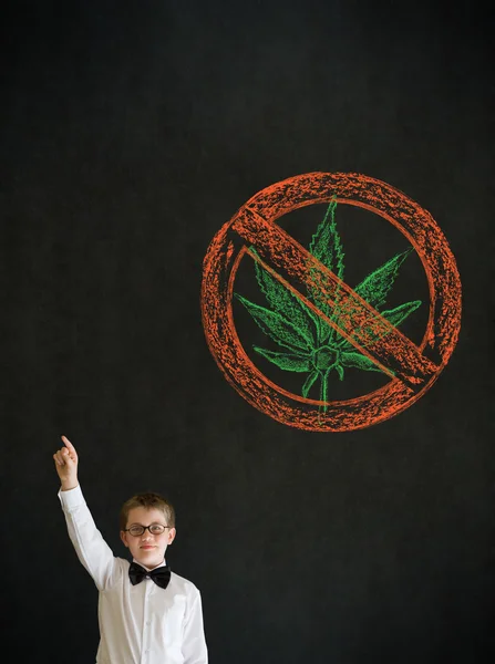 Hand up answer boy business man with no weed marijuana — Stock Photo, Image