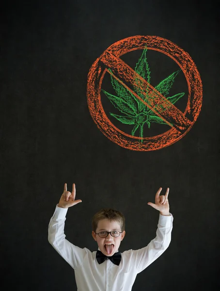 Knowledge rocks boy business man with no weed marijuana — Stock Photo, Image