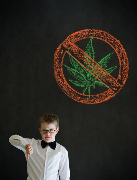 Tummen ner pojken affärsman med ingen weed marijuana — Stockfoto