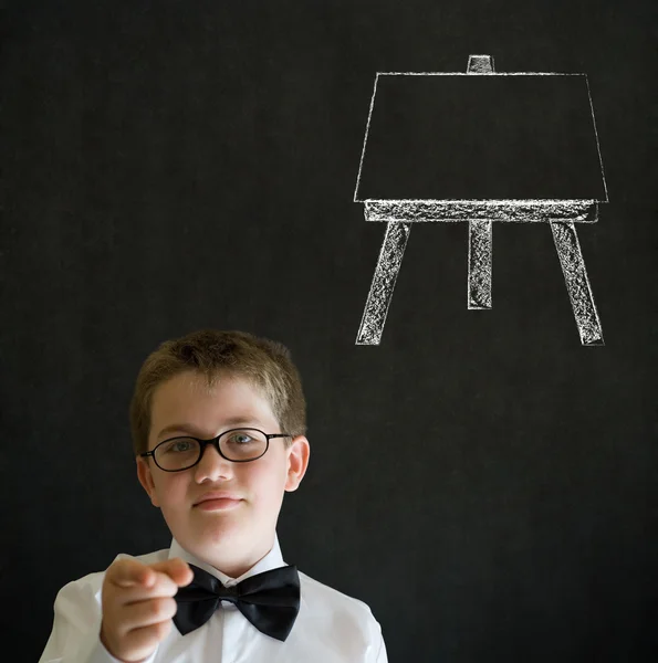 Boy with learn art chalk — Stock Photo, Image