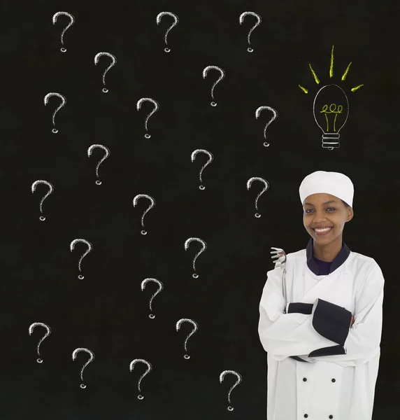 Frican American Chef avec des idées de question de craie — Photo