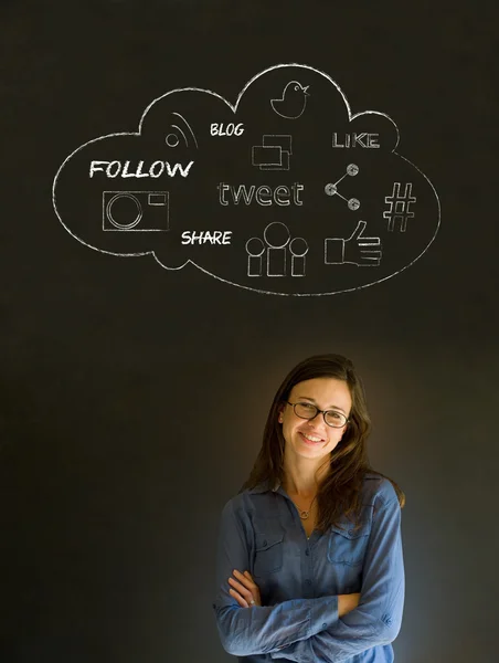 Empresária, estudante ou professora de mídias sociais — Fotografia de Stock