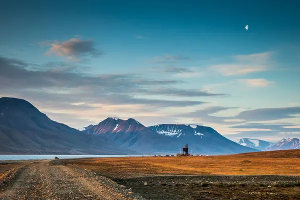 Midnight Coast Moon Svalbard — Stock Photo, Image