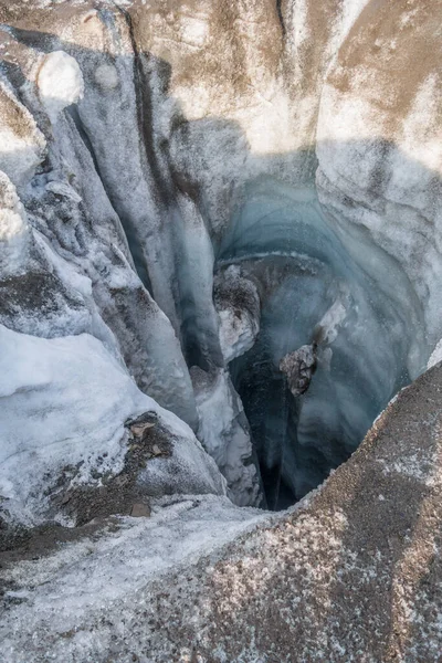 Trou Vidange Eau Sommet Glacier Svalbard — Photo