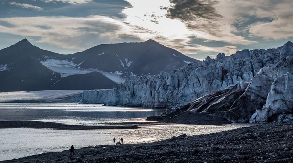 Voorzijde Van Gletsjer Bij Zonsondergang Spitsbergen — Stockfoto