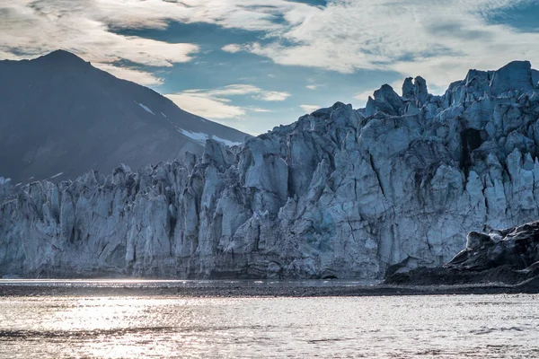 Devant Glacier Crépuscule Dans Svalbard — Photo