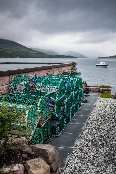 Visgereedschap Voor Kust Ullapool Schotland Stockfoto