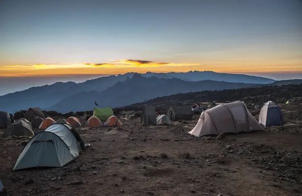 Campingplats Kilimanjaro Machame Rutt Trail Tanzania — Stockfoto