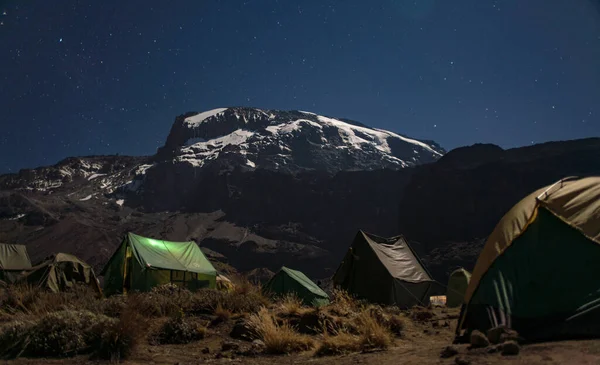 Kilimanjaro Vista Sob Estrelas Noite — Fotografia de Stock